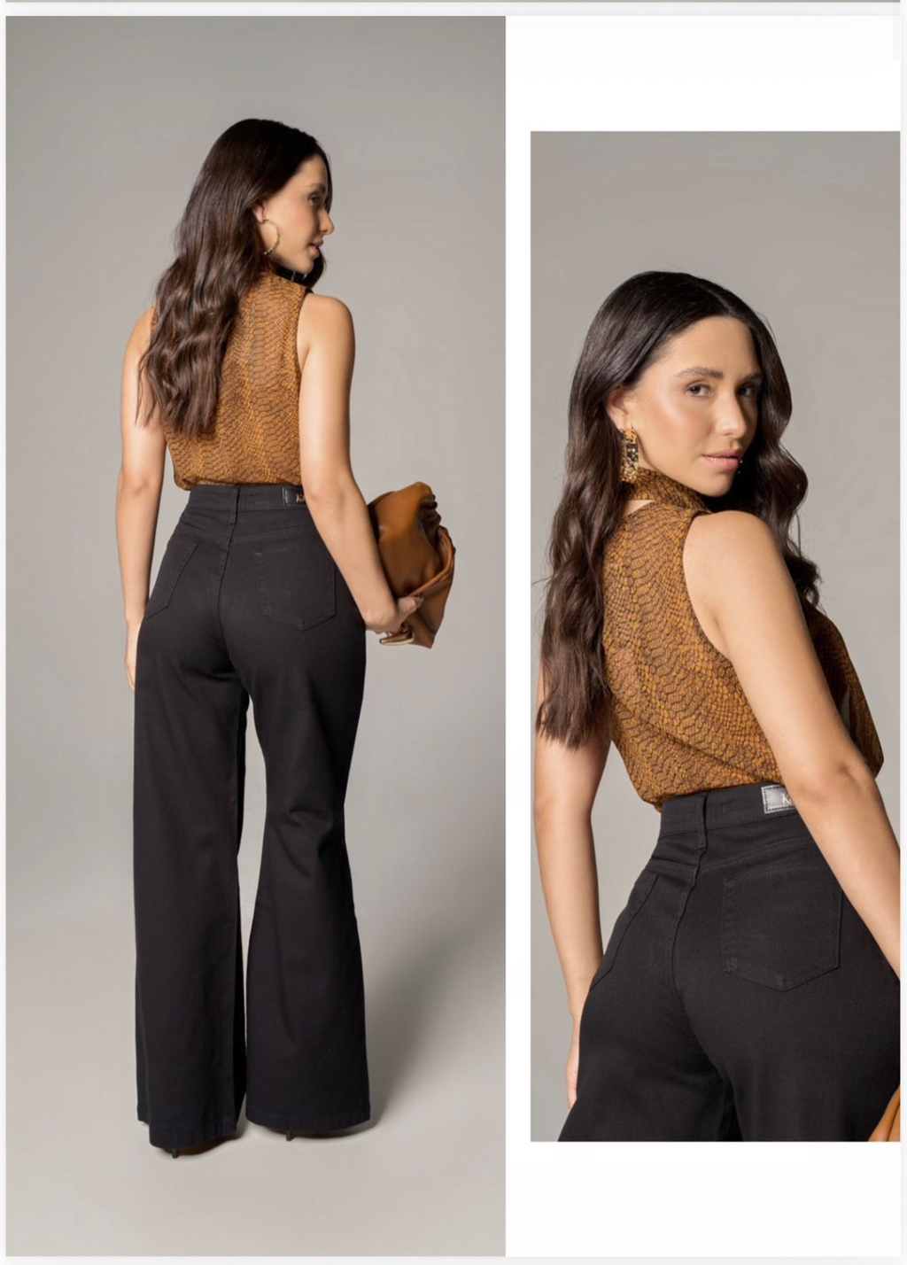 Calça Wide Leg Sarja